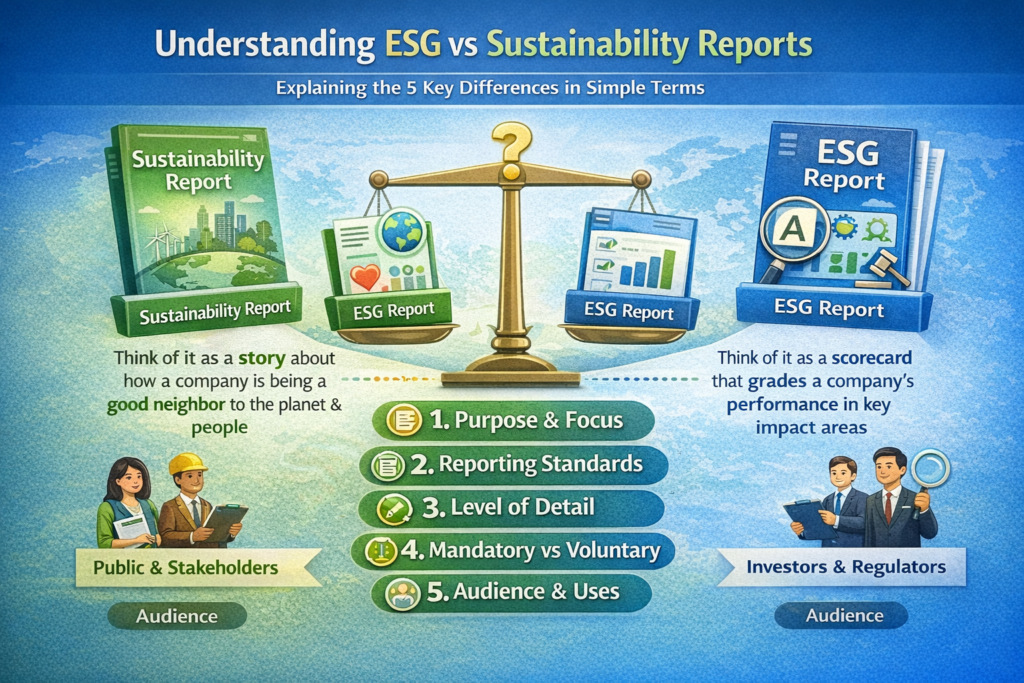esg sustainability report differences